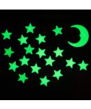 Glow in The Dark Moon and Stars Fluorescent Stickers - 24 Magical 3D Luminous Shapes for Nursery and Bedroom Decoration - Buy Online on GoSupps.com