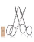 ONTAKI 2 Pack Facial Grooming & Nose Hair Scissors - Curved & Blunt Tips - Ideal Set for Trimming Moustache, Beard, Nose, Ears, Eyebrow - Silver - Buy Online on GoSupps.com