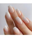 Shop Mouyouglow Short Ballerina Press On Nails - Nude Natural Gradient White Ombre Artificial Nails with Glue | Baby Boomer Style AS4 - Buy Online on GoSupps.com