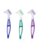 Denture Cleaning Brush Set - Portable False Teeth Care with Soft Bristles (3 Pcs) - Buy Online on GoSupps.com