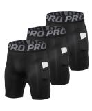 YUSHOW Men's Compression Shorts with Pocket - Quick Dry Spandex Sports Running Underwear - Black, Medium - Buy Online on GoSupps.com
