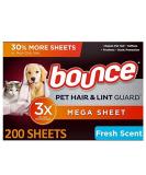 Member Mark Bounce Pet Hair & Lint Guard Mega Dryer Sheets - 200ct with 3X Pet Hair Fighters Fresh Scent | International Shipping Available - Buy Online on GoSupps.com
