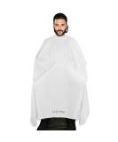Large Size Professional Hair Cutting Cape White Salon Gown with Metal Snap Neck Closure & Hanging Hook - Barber Apron for Easy Styling - Buy Online on GoSupps.com