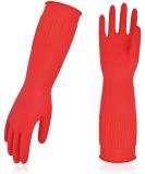 Vgo 3 Pairs Extra Thick Household Cleaning Gloves - Rubber Dishwashing Gloves with Long Sleeves (RB2143) - S(3 Pack) Red - Buy Online on GoSupps.com