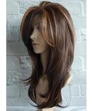 Wigbuy Brown with Camel Highlight Long Layered Shoulder Length Synthetic Hair Wig for White Women - Buy Online on GoSupps.com