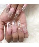 Sinlov 24pcs Nude Gradient Coffin Press On Nails - Long Full Cover Fake Nail Art Tips for Women & Girls - Buy Online on GoSupps.com