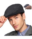 2Pack Adjustable Newsboy Hats for Men - Black/Brown Tweed Ivy Caps - Large/X-Large - Buy Online on GoSupps.com