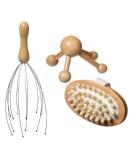 Massagebox Wood Set 3pc: Head & Back Massager | Universal Body Massage Device | Wellness & Relaxation Brush - Buy Online on GoSupps.com