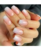 French Square Press on Nails - Pink White Gradient Fake Nails DIY Kit for Women and Girls - Buy Online on GoSupps.com