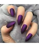 100Pcs Stiletto Fake Nails Purple Matte Medium - Full Cover Press On Manicure Art Tips for Women and Girls - Violet Solid - Buy Online on GoSupps.com