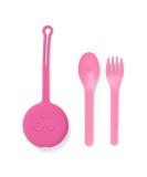 OmieBox Kids Utensils Set with Case - 2 Piece Plastic, Reusable Fork and Spoon Silverware with Pod for Kids, Travel, Lunch Boxes - (Bubble Pink) - Buy Online on GoSupps.com