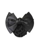 Black Satin Bow Barrette Hair Clip | Bowknot Snood Net Bun Cover | French Hair Accessories for Women and Girls - Buy Online on GoSupps.com