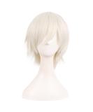 MapofBeauty 12 Side Bangs Short Straight Fiber Cosplay Wig - Platinum Gold Blonde - Buy Online on GoSupps.com