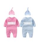 culbutomind Baby Twins Bodysuits Double Trouble Newborn Unisex Baby Romper Cute Outfit With Hat Multicoloured BT 0-3 Months - Buy Online on GoSupps.com
