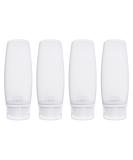 TSA Approved Silicone Travel Bottles Set 4 Pack - Leak Proof & Refillable Containers for Toiletries - 100ml Each - Ideal for Shampoo, Conditioner, Lotion, and Shower Gel - White - Buy Online on GoSupps.com