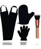 4 Pack Self Tanning Mitt Applicator Kit with Back Applicator, Exfoliating Glove, and Face Tanner Brush - Sunless Tan Set (Black) - Buy Online on GoSupps.com
