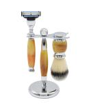 Union Razors SS1 Three Piece Shave Kit - Tiger Eye Razor Shaving Brush & Stand - Luxurious Brown Shaving Set for Men - Buy Online on GoSupps.com
