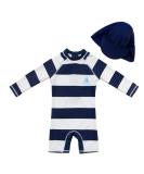 UPF 50+ Baby Girl One Piece Swimwear with Sun Hat | Toddler Swimsuits 2-3 Years Stripe | Sun Protection - Buy Online on GoSupps.com