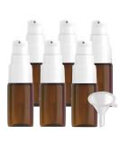 ZEOABSY 6 Pieces 10 ml Brown Lotion Bottles with White Pump 10ml Empty PET Plastic Lotion Pump Bottle Cosmetic Gel Travel Container for Cosmetic Make up Cleaning + 1 x Funnel Brown 10ml - Buy Online on GoSupps.com