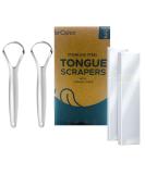Buy Broshin Set of 2 Stainless Steel Tongue Scrapers | Antibacterial Tongue Cleaning & Bad Breath Reduction | Includes Travel Cases - International Shipping - Buy Online on GoSupps.com
