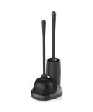 Uptronic Toilet Plunger & Brush Set with Holder - 2-in-1 Bathroom Cleaning Combo (Black) | Heavy Duty Bowl Brush with Modern Caddy Stand - Buy Online on GoSupps.com