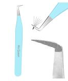 Ms.Queen Volume Tweezers For Eyelash Extensions, Fiber Tip Grip Lash Tweezers L-Shape Boot Mega Volume Mink Lashes Tweezers, Blue - Buy Online on GoSupps.com