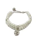 PETFAVORITES Luxury Pearl Rhinestone Pet Necklace Collar with Crystal Ball Charm Pendant - White, Neck Size 8-10 - Buy Online on GoSupps.com