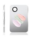 Wllhyf Stainless Steel Cosmetic Makeup Palette | Professional Mixing Plate with Spatula for Foundation & Nail Art | 15x10cm Makeup Artist Tools - Buy Online on GoSupps.com