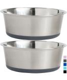 Gorilla Grip Stainless Steel Dog Bowl Set of 2 - Heavy Duty, Rust Resistant, BPA Free - Non-Slip Rubber Base - Quiet Pet Bowls for Cats and Dogs - 3 Cup Gray - Buy Online on GoSupps.com