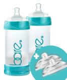 Bare Air-Free 8oz Twin + 2 Nipples by Bittylab | Perfe-Latch & Easy-Latch | Reduces Reflux, Colic, Gas, Fuss | For Breastfed & Bottle-Fed Babies | Easy Instructions - Buy Online on GoSupps.com