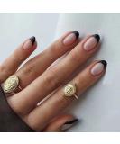 YoYoee Press on Nails Short Black French Fake Nails Almond Cute Tips Acrylics Full Cover False Nails for Women and Girls 24PCS Black French 3 - Buy Online on GoSupps.com