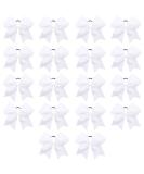 White Cheer Hair Bows 18 PCS - Large 8 Caenagrion Elastic Band for Cheerleaders & Teens - Buy Online on GoSupps.com