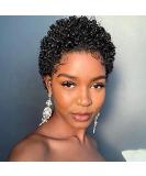 Short Afro Kinky Curly Wigs For Black Women Human Hair Wig Pixie Cut Wig Natural Black Color 100% Brazilian Virgin Hair Short Human Hair Curly Wigs - Buy Online on GoSupps.com