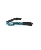 Equipride Horse Browband with Bow Shape - Rhinestone & Turquoise Brown Leather - Cob 15 | Premium Equestrian Gear - Buy Online on GoSupps.com