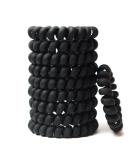 Spiral Hair Ties Black - 10 Pcs Matte Phone Cord Hair Coils for Women - Traceless Elastic Coil Hair Ties - Waterproof & No Crease - Buy Online on GoSupps.com