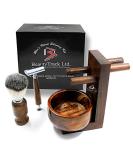 BeautyTrack Vintage Wood Shaving Kit for Men - Safety Razor, Badger Hair Brush, Soap Bowl - Great Gift Idea for Christmas - Buy Online on GoSupps.com