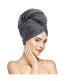 Sunland Microfiber Hair Towel for Women - Super Absorbent & Quick Drying Hair Turban Large 61x109cm in Gray - Buy Online on GoSupps.com