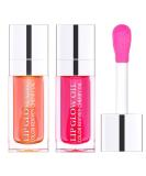 ZARICS 2 PCS Plumping Lip Oil Set - Hydrating Lip Gloss Tinted Balm for Lasting Nourishment and Glittery Shine in Pink and Cherry - Buy Online on GoSupps.com