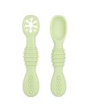 Vicloon Baby Fork and Spoon Set - 2Pcs Silicone Weaning Spoon Set for Self Feeding - Easy Grip Toddler Cutlery Kit in Light Green - Buy Online on GoSupps.com