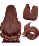 Hotlulana Dark Red Brown Tape In Extensions | 16 Inch Remy Real Hair | 100% Natural Skin Weft - 20 PC #33 - Buy Online on GoSupps.com