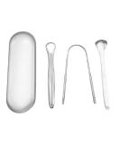 WANGCL Tongue Cleaner Set - 3 Pieces Stainless Steel Tongue Cleaning Tools for Optimal Oral Hygiene - Professional Silver Tongue Scraper - Buy Online on GoSupps.com
