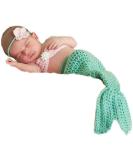 Pinbo Newborn Baby Photography Prop Crochet Mermaid Headband Bra Tail - Buy Online on GoSupps.com