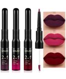 3Pcs Black Red Matte Lip Liner Pencil and Liquid Lipstick Set - Long Lasting & Waterproof 24-Hour Wear in Dark Red, Purple, Rose Pink - Original Matte Lipstick Set for Women - Buy Online on GoSupps.com
