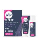 Veet Expert Hair Removal Cream Kit Full Bikini All Skin Types Hair Removal Cream & Multi Benefit Foam 2 x 50ml each With Shea Butter 200.00 ml (Pack of 1) - Buy Online on GoSupps.com