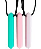 Tilcare Chew Chew Pencil Sensory Necklace Set - Silicone Chewy Toys for Autism - TurquoisePinkPurple - Buy Online on GoSupps.com