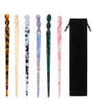 Vintage Tortoiseshell Hair Sticks Set - 6 Pieces Leopard Print Hair Chopsticks with Flannel Bag | Hair Accessories for Women and Girls - Buy Online on GoSupps.com