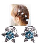 Miya 4er Set Glamor Snowflake Hairpins | Bridal Hair Jewelry with Blue Crystal Rhinestones | Elegant Curlies & Spirals for Weddings - Buy Online on GoSupps.com