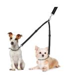 Slowton Adjustable Double Dog Leash for 2 Dogs - 360 Rotatable Reflective No Splinters - Perfect for Small Breeds (3-9 kg) - Durable Black Dog Linen - Buy Online on GoSupps.com