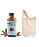 Natures Aura Organic Castor Oil & Pack Kit | Cold Pressed Hexane Free USDA Approved | 8 Oz Glass | Free Mascara Wands - Buy Online on GoSupps.com