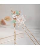 Buy Camellia Flower Pearl Tassels Hair Clip - Handmade Chinese Hanfu Hair Accessories for Women & Girls - Buy Online on GoSupps.com